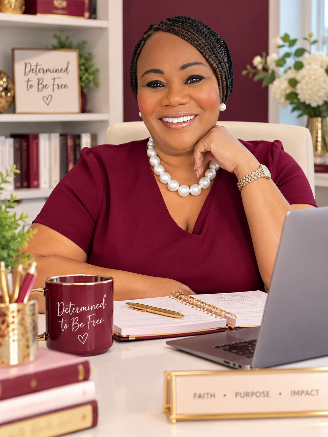 Jacquelyn at her desk